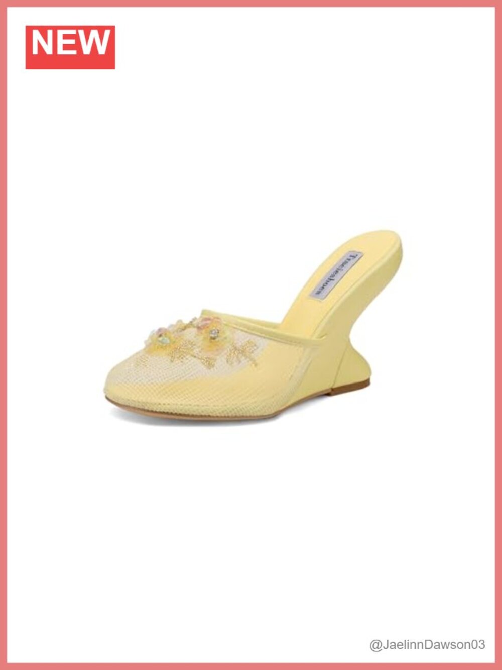 Women's Sequin Embellished Mesh Wedge Sandals Slip On Heels 4 Inch Round Toe